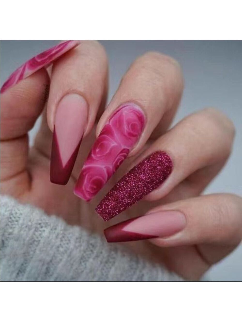 Rosey Mashup - Nail Junkie - full artificial nail set